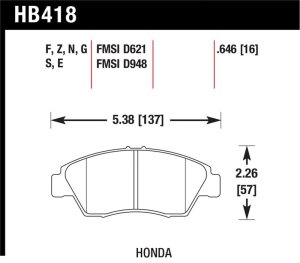 Honda Civic Si Brake Pads - Hawk Performance - Performance Ceramic - `04-`05